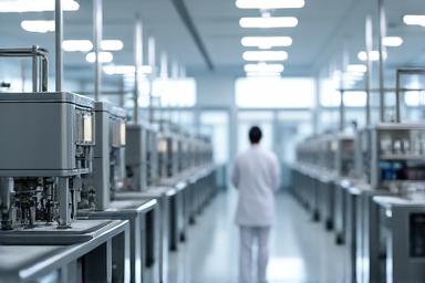 Moderne, schone productiefaciliteit voor cosmetica.